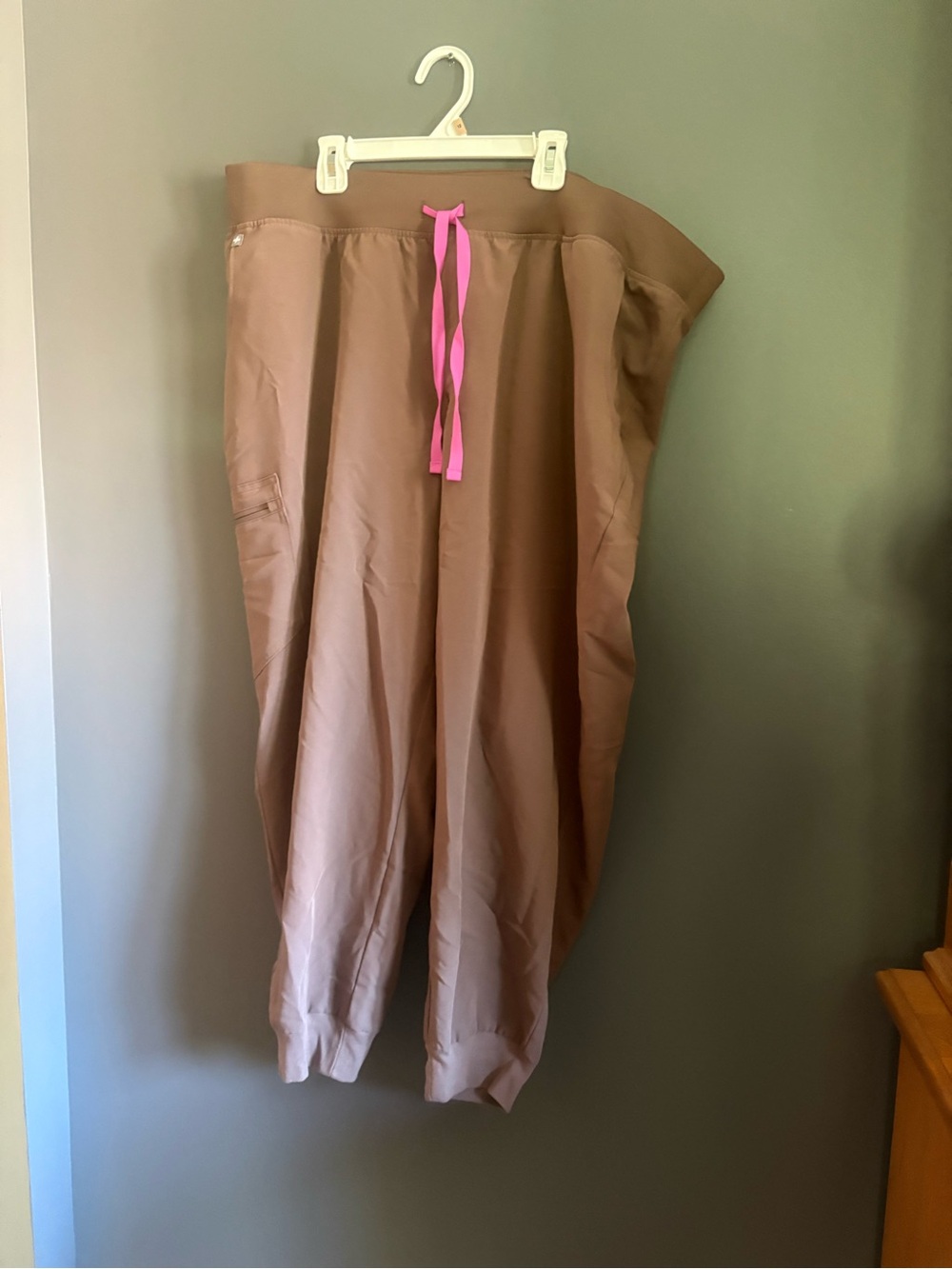 Figs Kids Brown Jogger Pants with Pink Drawcord